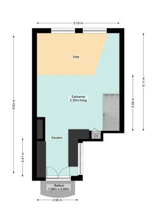Floorplan - Prinsegracht 47C, 2512 EW Den Haag